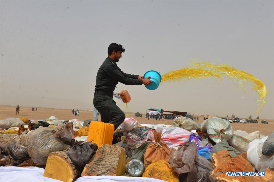 AFGHANISTAN-KANDAHAR-BURNING SEIZED DRUG