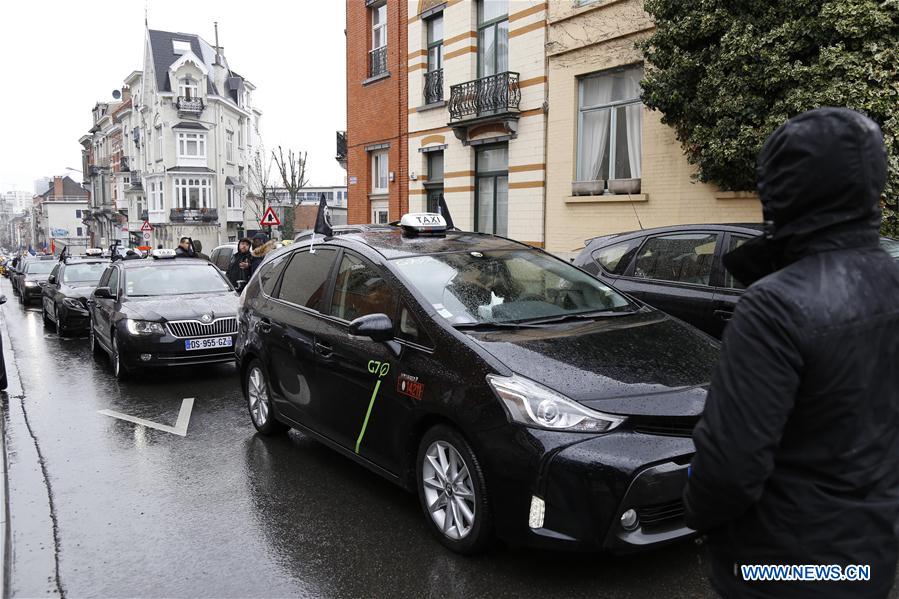 BELGIUM-BRUSSELS-PROTEST-TAXI DRIVERS