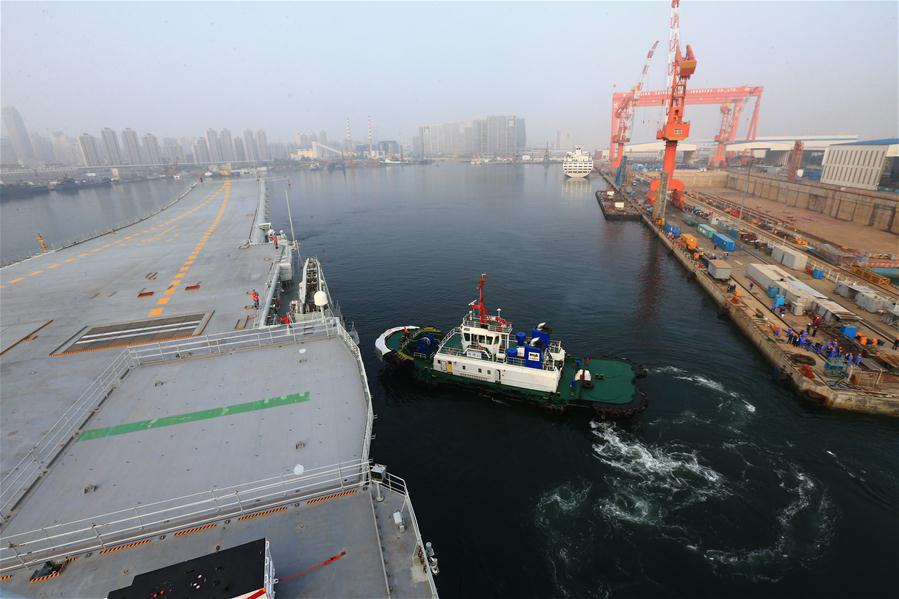 #CHINA-DALIAN-FIRST HOME-BUILT AIRCRAFT CARRIER-SEA TRIALS (CN*)