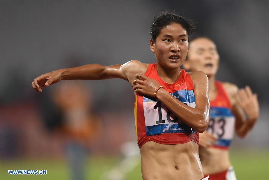 (SP)INDONESIA-JAKARTA-ASIAN GAMES-ATHLETICS-WOMEN'S 3000M STEEPLECHASE