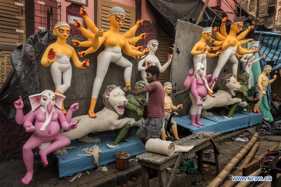 INDIA-KOLKATA-DURGA-CLAY IDOL MAKING