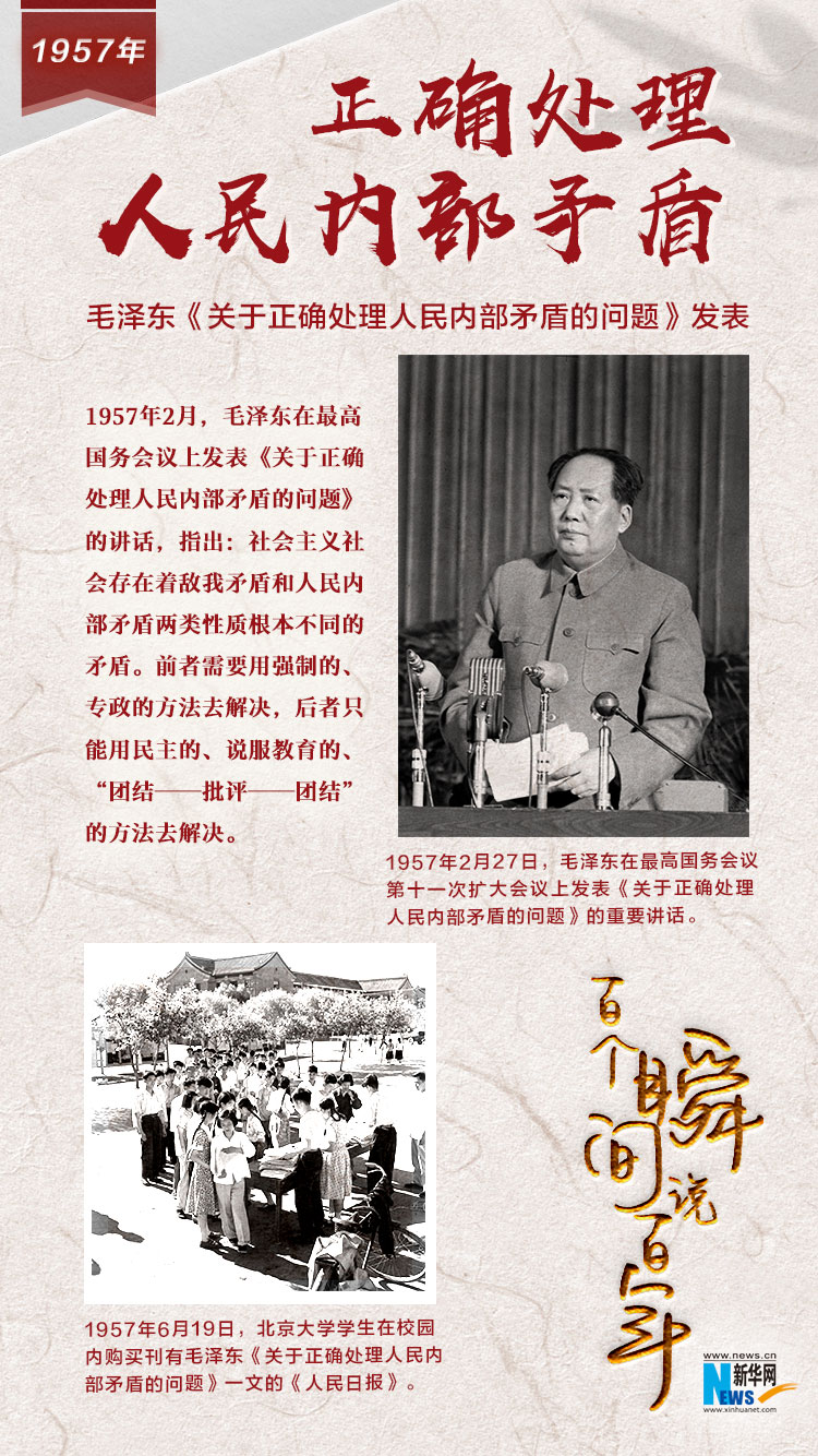 1957，正確處理人民內(nèi)部矛盾